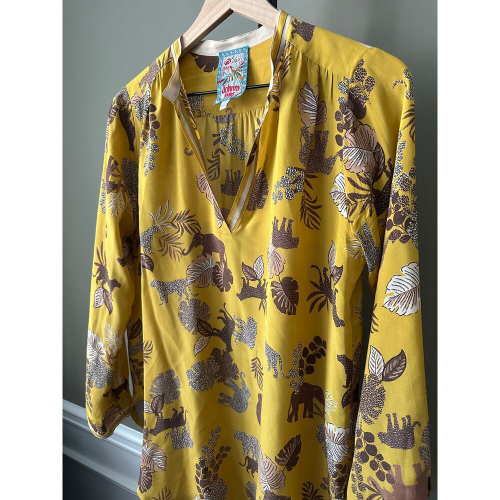 Johnny Was Taly Astrid Tunic 100% Silk Safari Print XS - Picture 3 of 5